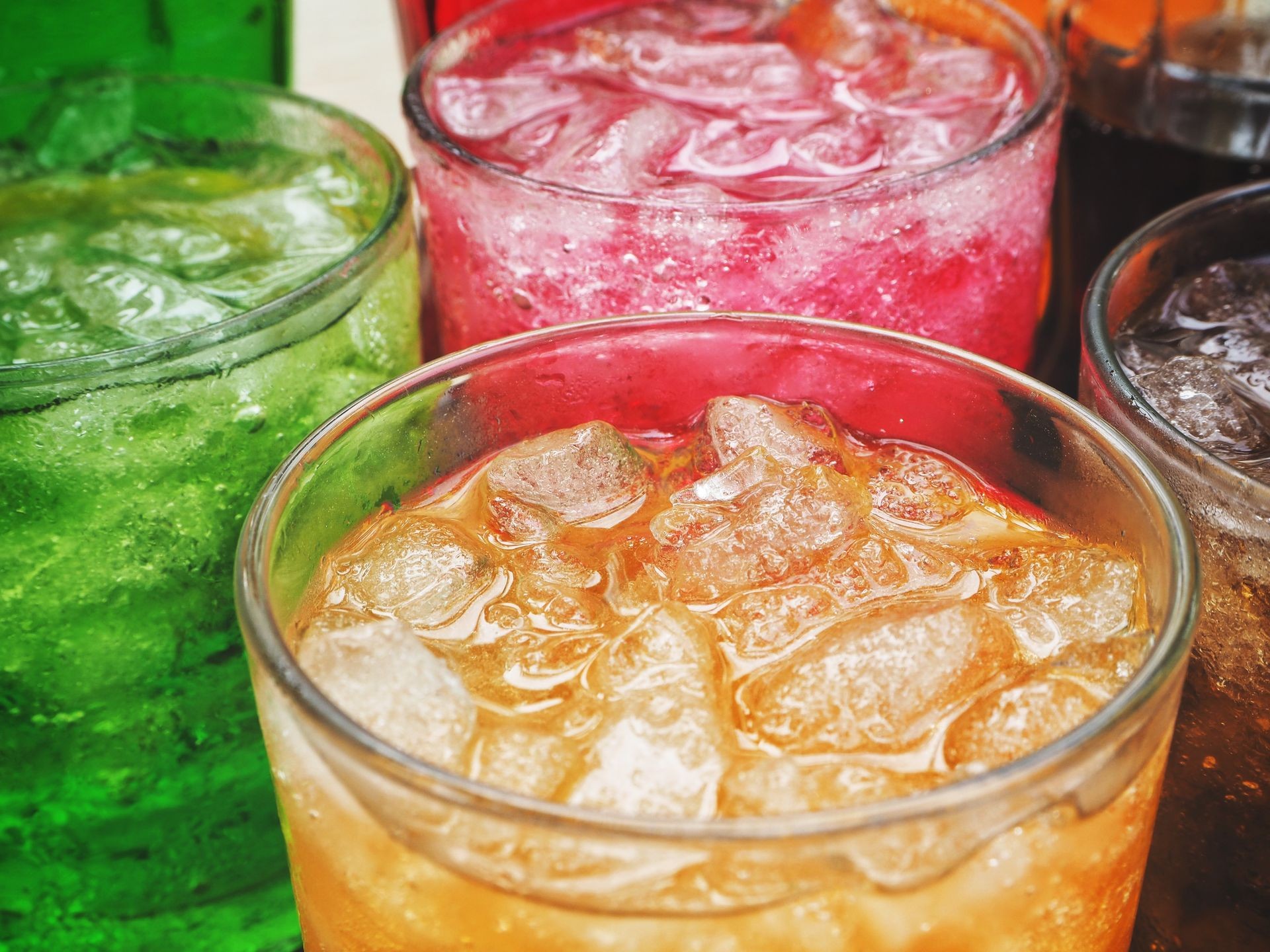 Soft drink with ice cubes